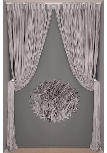 Düz İp Model Gri Renk Hazır İp Perde 300 270 Gri