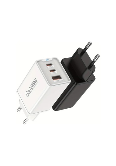 Honeybeeshop Beyaz 65w Gan Hizli Sarj Cihazi 3 Baglanti Noktasi Usb A Ve 2 Usb C Pd Pps Macbook İpad İphone Galaxy Uyumlu