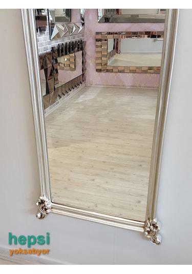 Vintage Madam Model Gümüş Renk Varaklı Boy Aynası Gümüş
