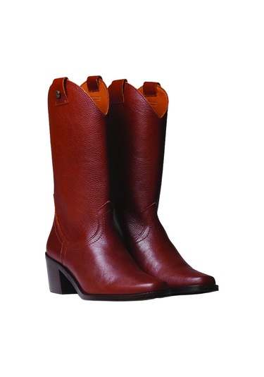Camel Bot Kadın Ubeda Toni Pons Leather Cowboy Ankle Boots Wıth Heel kahverengi