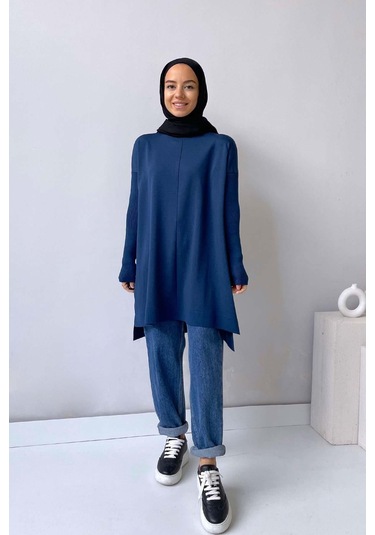 Mira Merserize Tunik - Petrol Mavi Petrol Mavi