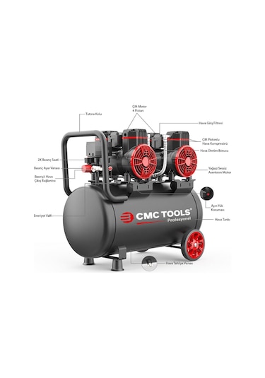 Cmc Cmc-0913 50 Litre Sessiz Yağsız Hava Kompresörü 4 Hp
