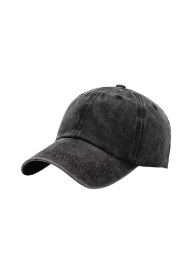 Tezzgelsin Unisex Eskitme Vintage Pamuklu Ayarlanabilir Beyzbol Kep Şapka 2'li Set Siyah - Lacivert