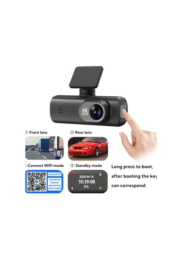 V22 Hd 4k Kamera Ön Ve Arka Çift Kayıt Wifi Araç İçi Kamera