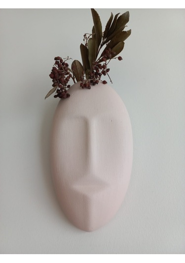 Dekoratif Mask Duvar Vazosu, Duvar Dekoru ,heykel Duvar Süsü, Bej