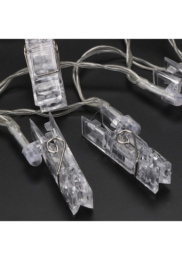 Ximistore9 Mavi 10 Led Fotoğraf Klipsli Iç Mekan Tatil Dekorasyonu Aydınlatma Işık Zinciri - Noel Ağacı, Partiler İçin Enerji Tasarruflu