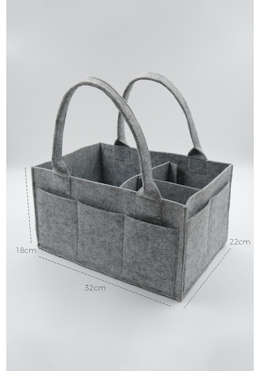 Jasper Sade Keçe Anne Bebek Bakım Organizer Çantası Gri