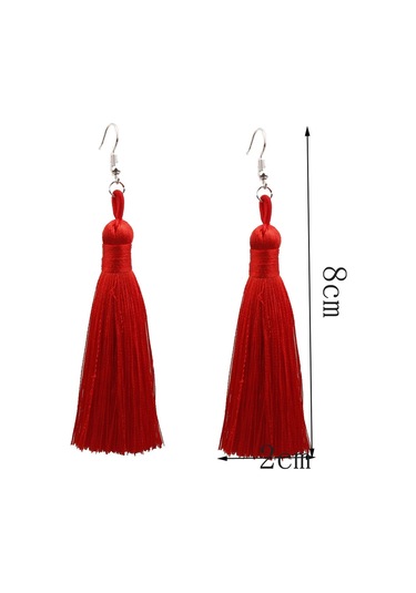 3 Çift Kadın Boho Moda Uzun Püskül Küpe Beyaz