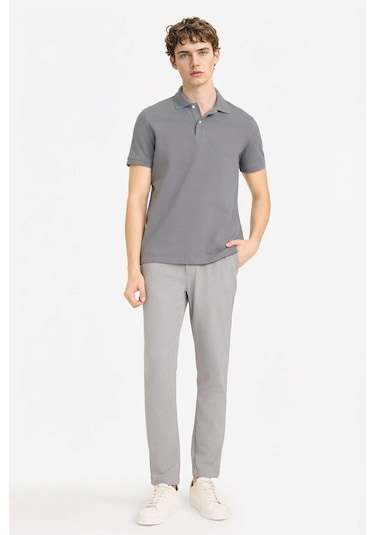 Defacto %100 Pamuk Polo Tişört E9504ax26spgr206 Gri-gr206