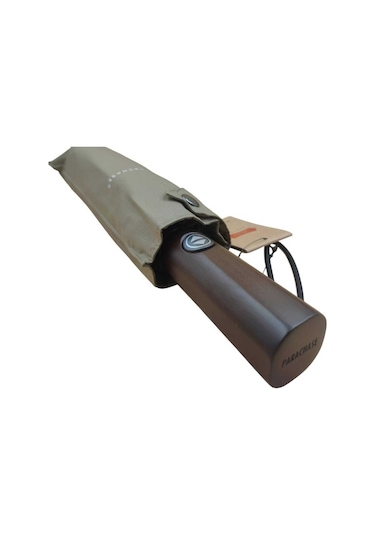 Tam Otomatik Ahşap Saplı Çıtçıtlı Kılıflı Şemsiye - Bej Genel