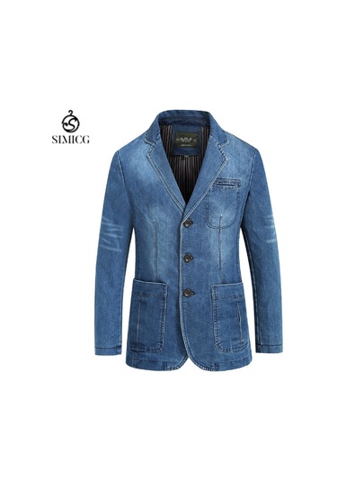 Erkek Kot Ceket, Erkek Pamuklu Kot Ceket, Dar Kesim Ceket Açık Mavi