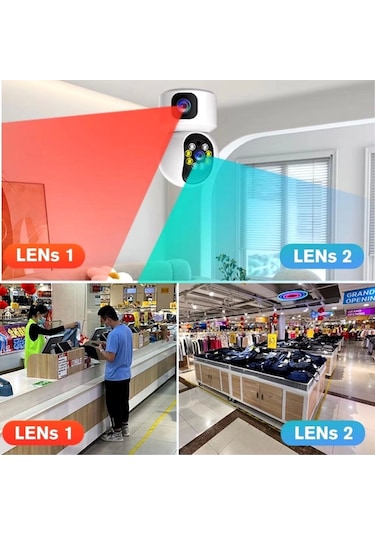 Yosee Uygulama Çift Kameralı Wifi Bağlantılı Gece Görüşlü Ev Tipi Güvenlik Kamerası