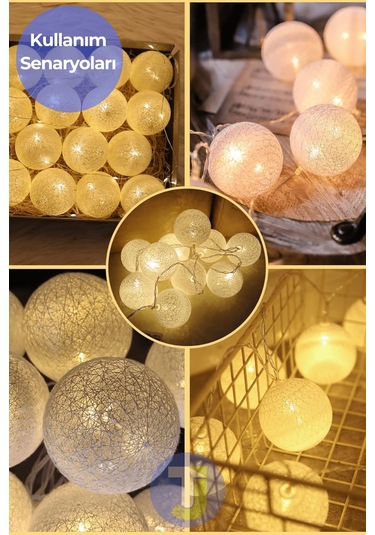 Technojet 10 Led Pilli Dekoratif Top Işık 2mt, 4 Cm Top Çap 2 Metre