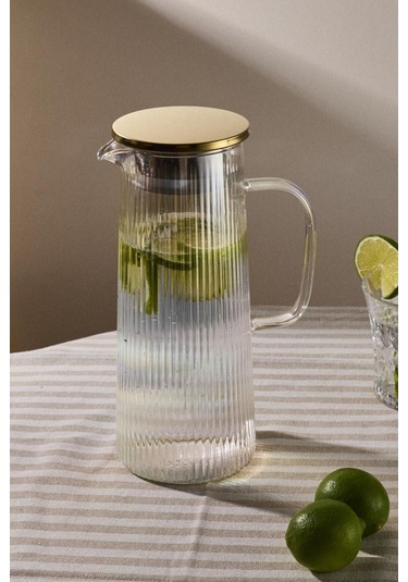 Pina Luster Çizgi Dokusu Filtre Kapaklı Sürahi 1300ml Luster