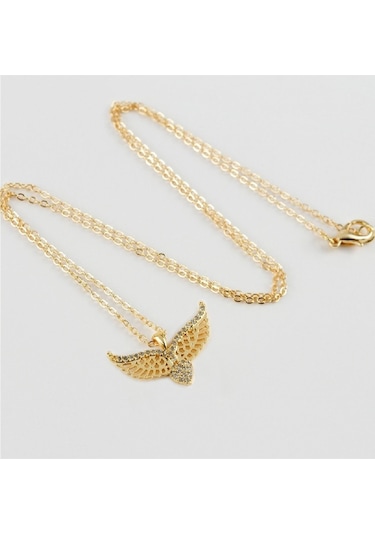 Ervanur Zirkon Taşlı Melek Kanatlı Kalp Kolye Altın