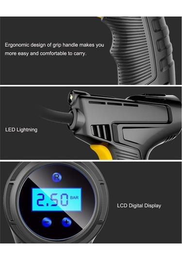 Artfulabode Taşınabilir Şişirme Şarj Pompası: Led Lastik Işıklı Göstergeli, Geeroyoo Edilebilir Dijital Cihazı Basınç Araç Qu