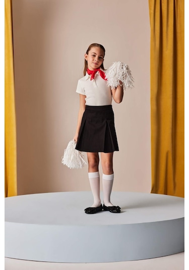 DeFacto Kız Çocuk Basic Düz Gabardin Şort Etek E0643A825SMBK27 Siyah