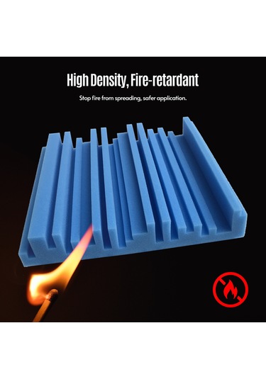 Hfambition Mavi Yüksek Yoğunluklu Köpük Akustik Paneller - Gürültü Emici, Yalıtıcı, Yangın Engellli, Düzensiz Geniş Frekanslı, 6 Adet 25x25x5cm 9.7''