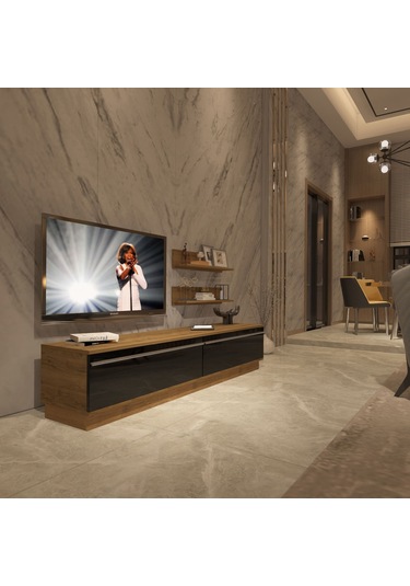 Decoraktiv Eko 4b Mdf Std Tv Ünitesi Tv Sehpası Pera - Siyah