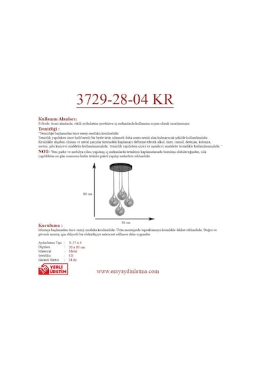 Eray Aydınlatma Ery 3729-28-04 4 Lü Krom Sarkıt Avize Krom