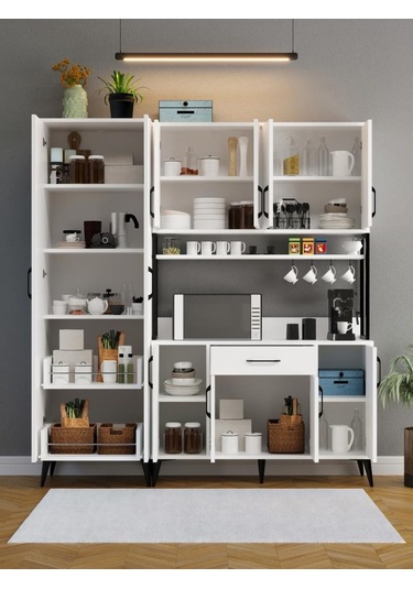 Kuzeylife Spezia Kahve Köşesi Çok Amaçlı Erzak Kiler Dolabı Beyaz
