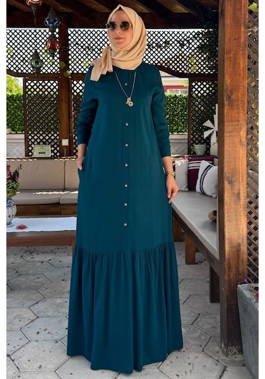 Süreyya Gömlek Elbise Petrol Mavisi Normal