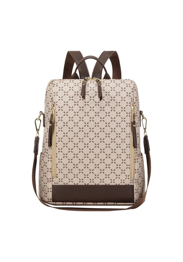 Moveevo Pvc Kumaş Çanta, Poliester Forlu, 31x14x38cm Büyük Kapasite, 0.73kg, Çanta/ Sırt Çantası, Anti-çalma, Seyahat/ Günlük Kullanım Bej - Kahverengi