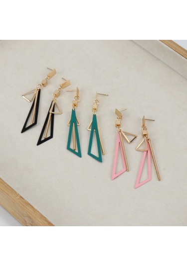 Geeksen "geometrik Yeşil Altın Renkli Küpe - Şık Ve Hafif Aksesuar" Gold