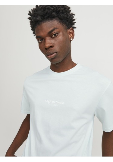 Jack&jones Erkek T-shirt 12240121 Açık Mavi