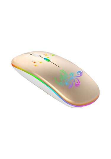Lemestar Optik Kablosuz Sessiz Fare - 2.4g+bt3.0+bt5.2 Üçlü Mod, Ergonomik Tasarım, 500mah Şarj Edilebilir Pil, Altın Optik