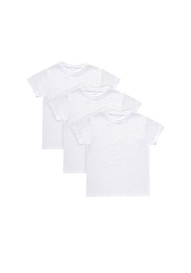 Erkek Çocuk Beyaz Yarım Kollu Fanila Süprem Atlet % 100 Pamuklu Atlet 3 Lü Paket 310-510-3b Beyaz