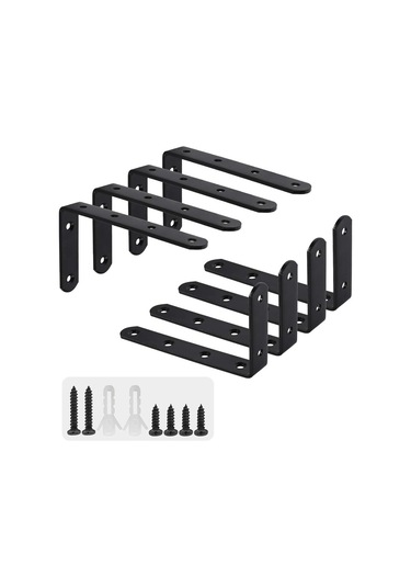 Mutfak Yatak Odası Mobilya Raf Destekleri L Şeklinde 8 Parça Siyah B Diğer