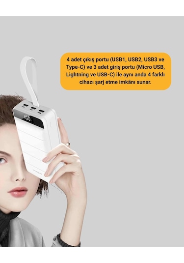 Bfs 4 Cihazı Aynı Anda Şarj Edebilen Güçlü Powerbank 50000 Mah Çok Renkli