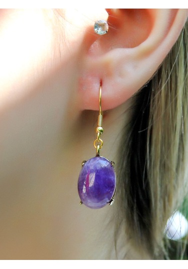 Doğal Taş Ametist Doğal Taşlı Sallantılı Küpe Euku22amt Mor