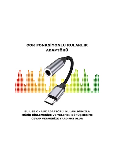 Coofbe Type-c To 3.5mm Aux Dönüştürücü Type-c To 3.5mm Kulaklık Dönüştürücü Ses Dönüştürücü Kablo