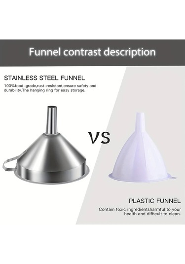 Elmpaly 3 Adet Paslanmaz Çelik Filtre Hunisi Seti 3 Filtre Ağı İle