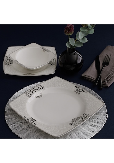 GÜRAL CAROLINE 85 PARÇA KARE BONE YEMEK TAKIMI - 56861