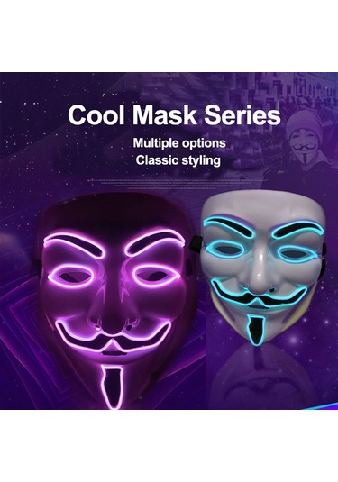 Wezone "led Işık Maskesi - 4 Modlu Renkli Parti Ve Korku Aksesuarı" Mavi
