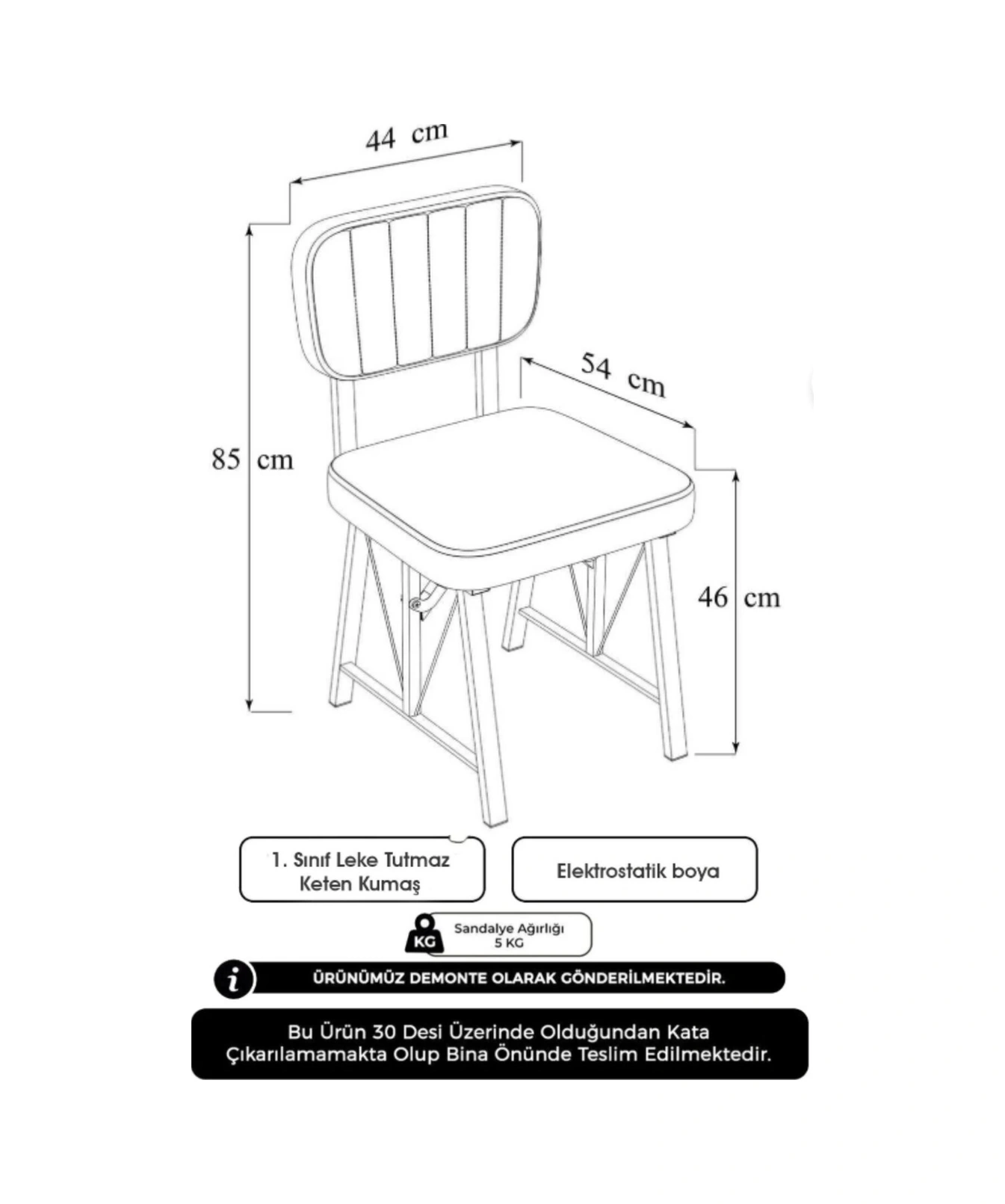 Elfin 70x110cm Sabit Siyah Yemek Masası, Yemek Masası Takımı, Mutfak Masası, 4 Siyah Sandalye Siyah
