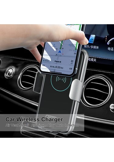 Mufunye V8 Araç Kablosuz Şarj Cihazı - Otomatik Algılama, Süper Kondansörlü, 360 Döner, Hızlı Şarj, Gri