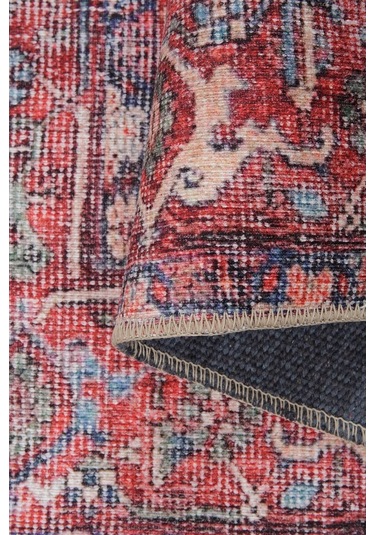 Blues Vintage Desenli Dokuma Taban Dekoratif Kırmızı Halı (Al 354