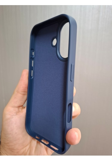 İphone 17 Uyumlu Logolu İçi Kadife Silikon Lansman Kılıf Lacivert
