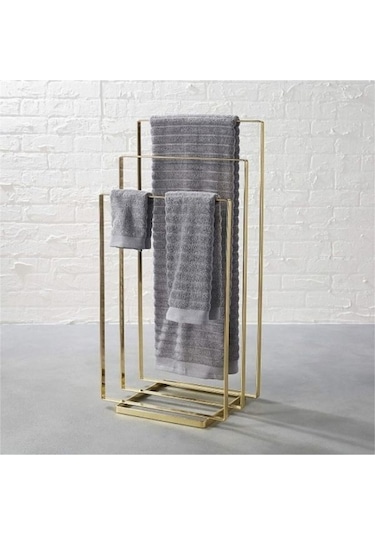 Gold Metal Üçlü Banyo Havlu Askılığı Gold
