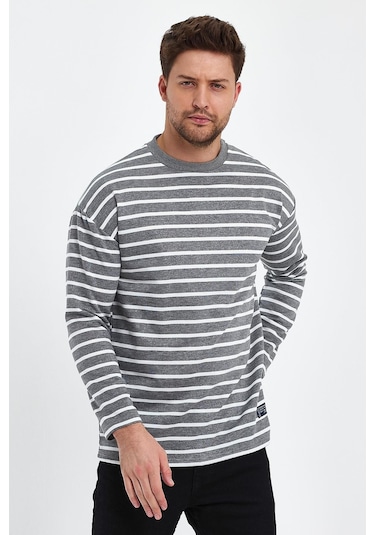 Alexander Gardi Alexandergardı Çizgili Comfort Fit Basic Sweatshirt B23-00158 001