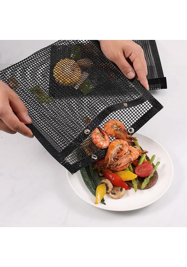 Açık Barbekü Pikniği İçin 27x22cm Yeniden Kullanılabilir Fiberglas Izgara Barbekü Örgü Çantası Bpa İçermez, Fda Sertifikalı Değildir 001
