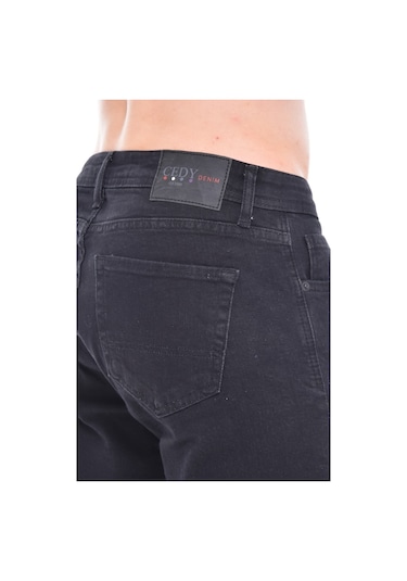 Cedy Denim Erkek Kot Şort Slim Fit Jean Şort - C342 Siyah