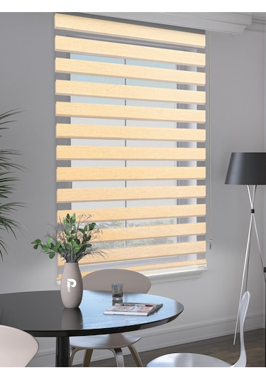 Br Perle Fil Dişi Renk Bambu Stor Zebra Perde Yüksek Kalite Alüminyum Kasa Fildişi