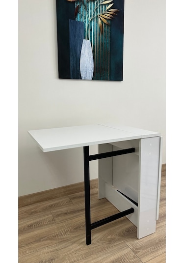 Modern Style Home Pratik Katlanır Taşınabilir 4-6 Kişilik Yemek Masası Beyaz