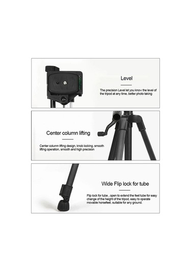 Sones 3366 Kalite 1.7m Taşınabilir Telefon Canlı Selfie Tripod Dv Slr Kamera Standı Siyah