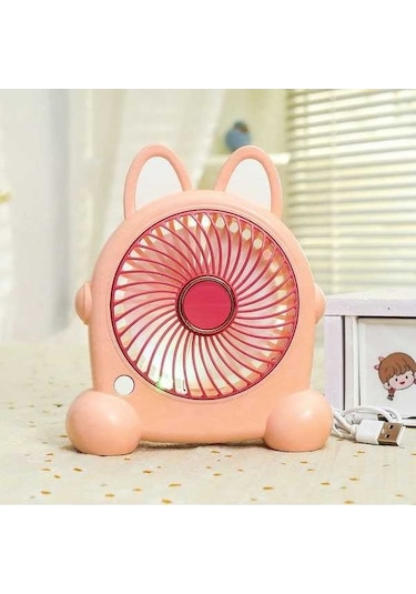 Supermarket1 Sevimli Küçük Usb Şarj Başucu Fanı, Pembe Kaplama, 3 Vites, Lityum Pil, Ev Dekorasyonu